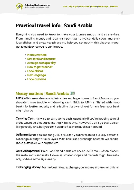 example page 7 from our offline Travel Guide for Saudi Arabia